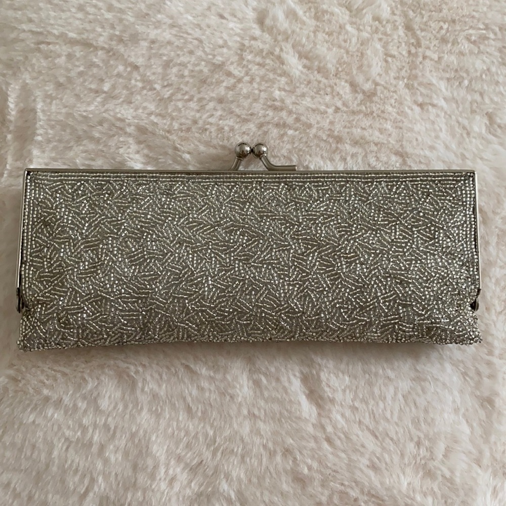 Vintage Beaded Evening Clutch Silver